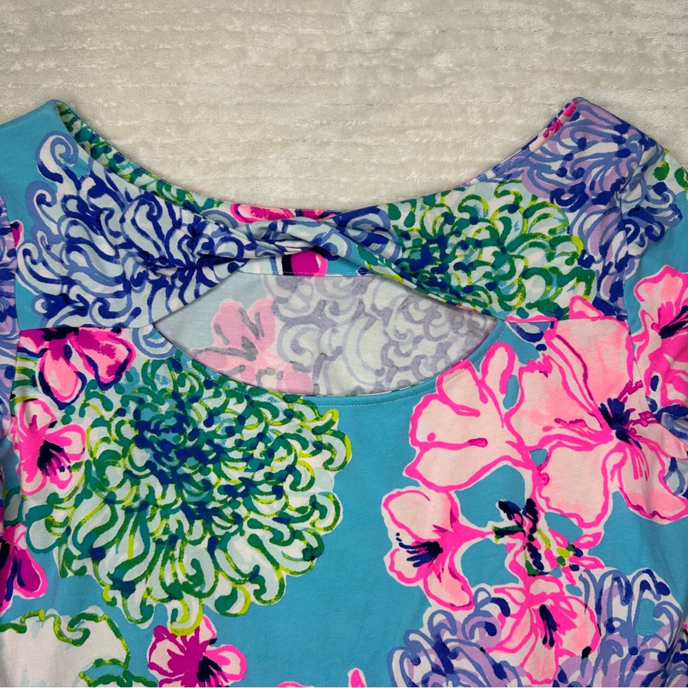 Lilly Pulitzer Floral Tristan Long Sleeve Twisted Keyhole Top Size Small - Picture 4 of 11